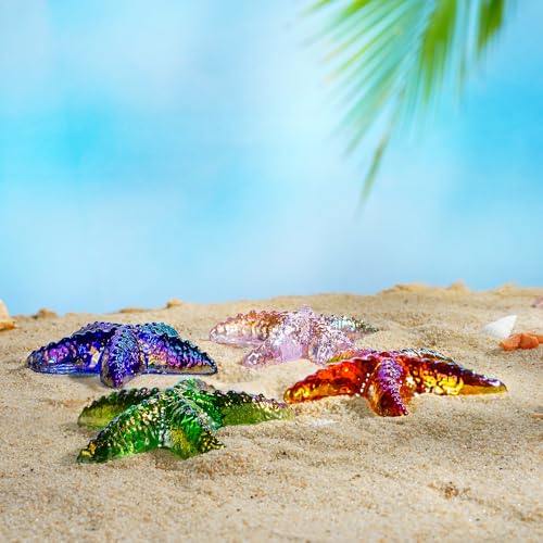 H&D HYALINE & DORA Glass Starfish Green Handmade Glass Sea Animal Figurine Mini Starfish Collectible Ornament for Beach Decor - color: Green