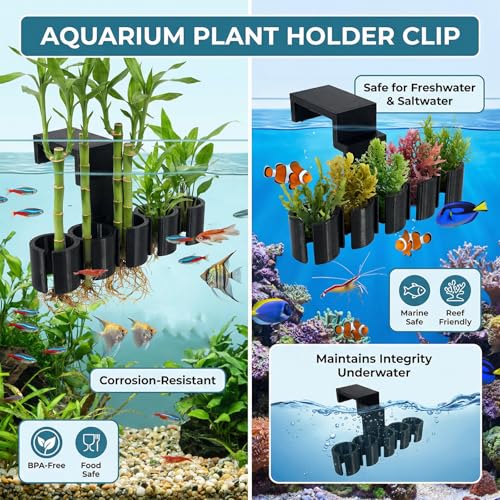 4-Pack Aquarium Plant Holder/Bamboo Clip-to hold bamboo stalks or other plants in a rimmed aquarium,5 elastic Holes-Fish Tank rim for 75 Gallon-Emersed Aquaponic Cultivation Decoration/Gifts