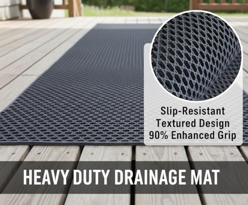 PVC Drainage Floor Mat Non-Slip Commercial Wet Area Mat for Outdoor and Indoor Restaurant Kitchen Bar Swimming Pool Splash Matting Water Drain Flooring Mat (Black, 4FTX10FT) - color: Black, size: 4x10FT