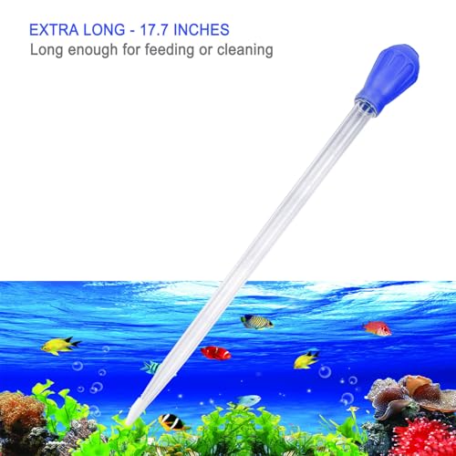 17.7inch Aquarium Siphon/Fish Feeder/Tank Cleaner/Coral Feeding Tube/Water Changer/Waste Remover Clean Tool/Gravel Cleaning/Aquatic Long Pipette Syringe/Axolotl Reef Accessories (2 Packs)