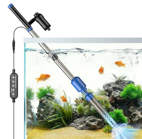 bedee Aquarium Vacuum Gravel Cleaner, 24W Electric Fish Tank Cleaner Vacuum, 6 in 1 Multifunctional Aquarium Cleaner for Automatic Water Change, Wash Sand, Water Circulation and Timed Off, Blue