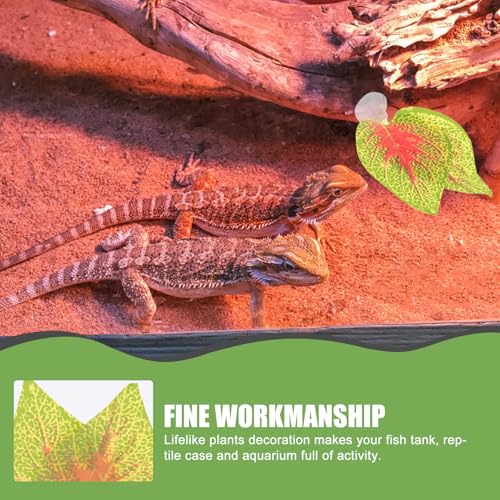 GALPADA 2pcs Reptile Terrarium Simulated Plant Leaves Set Purple Perilla Leaf and Apple Aquarium Decorations for Fish Tank and Reptile Habitat Landscaping