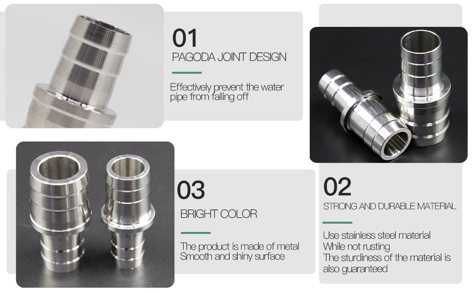 Aquarium Hose Adapter, Stainless Steel Fish Water Pipe Adapter Converter Aquarium Tubing Pipe Connector Hose Joint Fittings(12mm to 16mm)