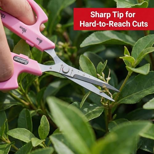 Saboten Stainless Steel Straight Blade Trimming Scissors Pink PT-12 160mm Precision Gardening Bonsai and Floral Shears Made in Japan - color: Pink, size: Stainless Steel Straight Blade