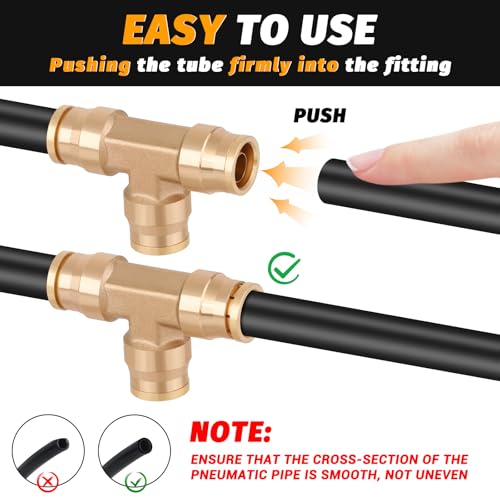 1/2" Tee Union DOT Air Fittings, Quick Push to Connect Fittings Brass Union Tee, 4PCS DOT Approved Air Brake Line Fittings for Trucks Trailers and Industrial Use - color: DOT Union Tee, size: 1/2" Od
