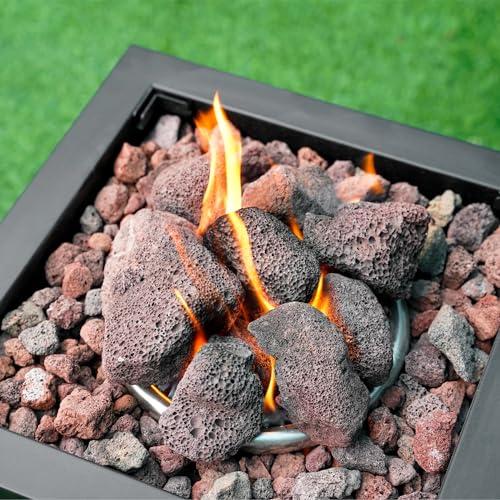 Mr. Fireglass Lava Rock Granules, 2.75"-5" Large Volcanic Lava Rock for for Fire Pits, Fire Bowls, Fire Table and Gas Log Sets, Decorative Landscaping, Indoor & Outdoor Fireplaces - 10 Pounds, Red - color: Red, size: 2.75"-5"