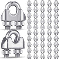 Blulu 50 Pcs 1/8 Inches M3 Stainless Steel Wire Rope Cable Clip Clamp 304 Stainless Steel Wire Rope Clamp Clip Wire Cable Clamp Wire Rope Clips U Bolt Saddle Fastener