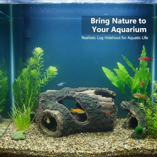 Aquarium Decorations Resin Hollow Tree Trunk Ornament Bettas House Cave Wood House Decor for Fish Tank, Large - size: Large