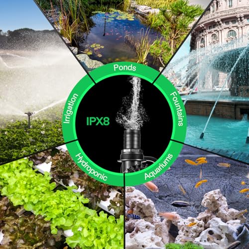 VIVOSUN 9000 GPH Submersible Water Pump 620W Pond Pump Ultra Quiet Aquarium Pump with 26.5FT. Lift Height for Pond Waterfall, Fish Tank, Statuary, or Hydroponics - size: 620W without Barrier Bag