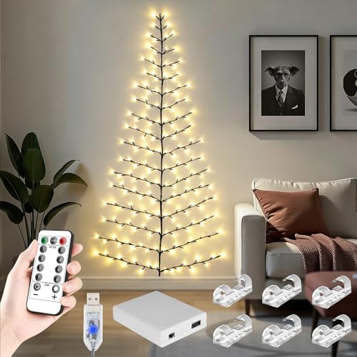 Enchanted Willow Vine Lights for Wall: 6FT 180 LED Twinkling Tree Branch Light with USB Battery Box, Remote Timer, 8 Light Model, Wall Decor String Lighted Garland for Christmas Decorations, Bedroom - color: White/180LED/6FT