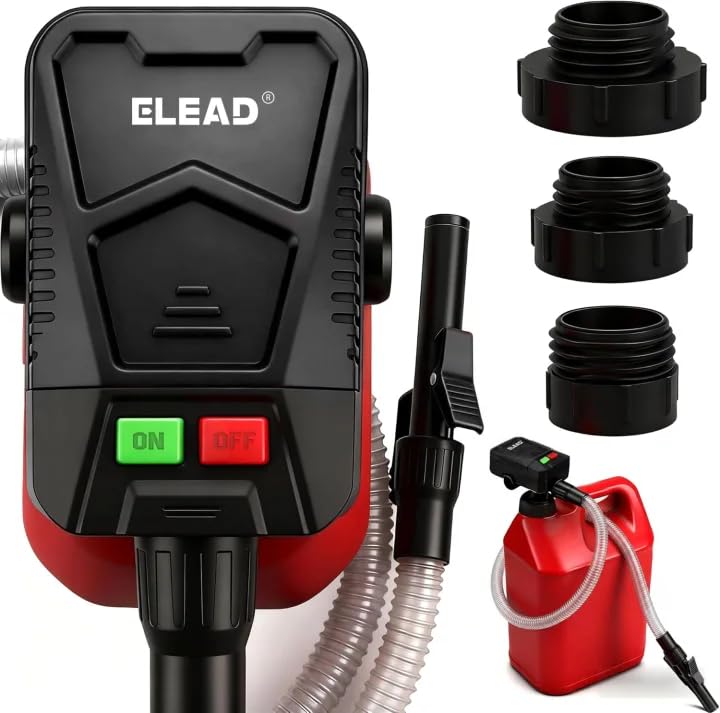 Battery-Powered Fuel Transfer Pump - 3.2 GPM No Spill Portable Gas Can siphon Pump with 3 Adapters, Extra Long Hose, Fuel Pump for Oil, Diesel, Gasoline (Batteries Not Included) - size: New Version