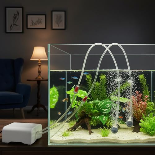 FEDOUR 80GPH Aquarium Air Pump, Ultra Quiet Oxygen Pump for up to 120Gallon Fish and Turtle Tank, Powerful Fish Air Bubbler - color: White