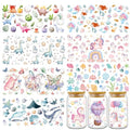 Rngmsi UV DTF Cup Wraps for 16 oz - 8 Sheets Animal UV DTF Cup Wrap Dinosaur Mermaid Sea Animal Waterproof UV DTF Wraps for Glass Cups Wood Crafts - style: Animal