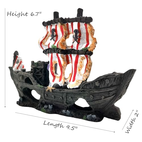M2cbridge Antique Roman Column Ruins European Castle Aquarium Decorations Fish Tank Hideout Rocks (Striped Pirate Shipwreck) - color: Striped Pirate Shipwreck