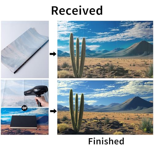 COMSUN 3 Pack Terrarium Background, 30x18 inches Polyester Reptile Background, Cloth Terrarium Background, Tropical Green Tree Fern & Gobi Desert Sunshine Cactus Rock Terrarium Background - size: 30x18 Inch