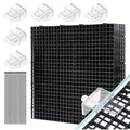 LINLAN Fish Tank Anti-Jump Set, Aquarium Lid, 8 Pieces 5.9x11.8in/15x30cm Plastic Grid with 6 Brackets and 20 Cable Ties, Cover for Rimless Aquarium(White) - color: Black, size: L