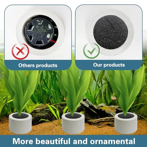 12 PCS Aquarium Plant Weight Ceramic Ring with Black Sponge, Aquarium Plant Weights Pot Anti Floating for Fish Tank Water Plant Landscape Decoration Accessories