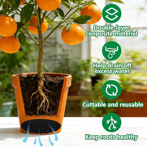 4 Pack Pot Mesh Drainage Discs, 12 Inch Thickened Drainage Hole Insert Pads, Reusable Plant Pot Bottom Mesh Mats for Indoor Outdoor Gardening to Prevent Soil Loss and Keep Root Healthy - color: 12 Inch-4 Pcs