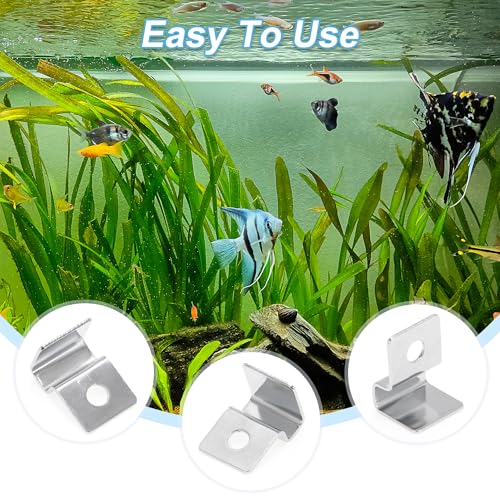4 Pcs Aquarium Lid Clips, 6mm Aquarium Cover Support Clamps, Aquarium Cover Holder Lid, Stainless Steel Aquarium Tank Cover Clamps Set, Silver Tone