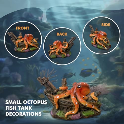 3Pcs Small Fish Tank Decor: Octopus Decorations and Floating Fish Tank Decoration for Small Aquariums