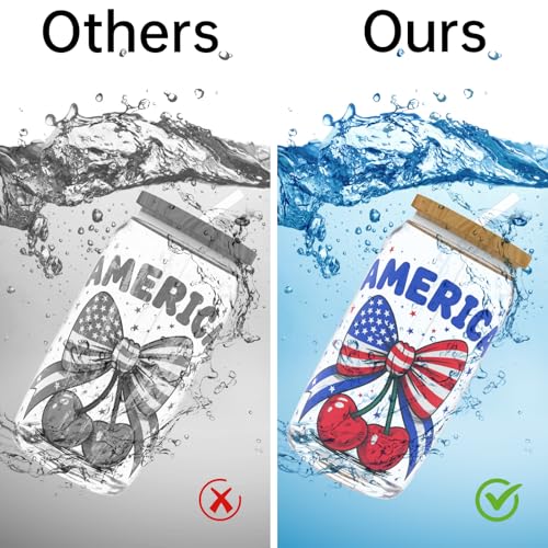 4 PCS Watercolor 4th of July UV DTF Cup Wrap, Rub on Transfer Stickers for 16oz Glass Mugs, High Viscosity Permanent UV DTF Sticker, Coffee Cups, Water Bottles and Personalized Crafts - style: Watercolor 4th Of July