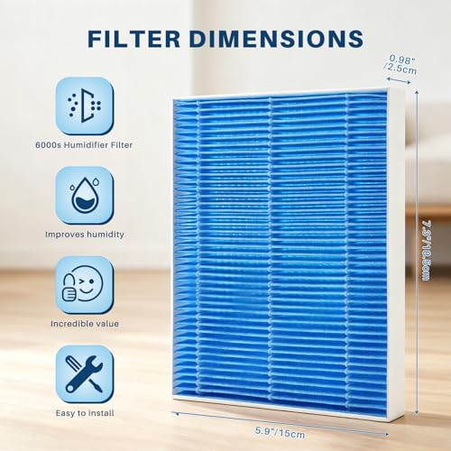8-Pack 6000S Humidifier Wick Filter Replacement for LEVOIT Superior 6000S Smart Evaporative Humidifier, Effectively Capture Large Particles and Minerals,Extends Filter Life up to 6 Months - color: 6000s-8 Pack
