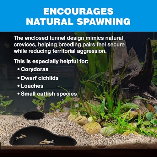 Subterranean Aquarium Hideouts – Undergravel Fish Tank Tunnels & Caves – Naturalistic Substrate-Integrated Decor for Betta, Pleco, Loach & Shrimp (Black, One Hole Hideout) - color: Black