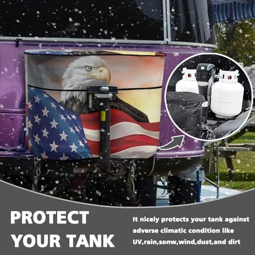 American Flag Eagle Gas Cylinder Cover Travel Trailer Propane Tank Cover Protects Propane Tanks During Travel,Camping All Weather Protection - color: American Flag Eagle-3, size: S(20LB)