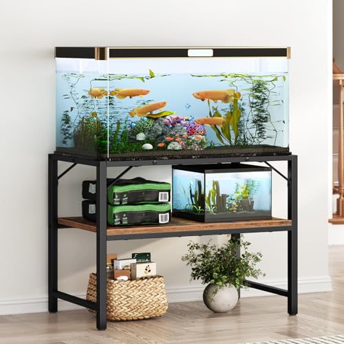 MAHANCRIS 40-50 Gallon Fish Tank Stand, Aquarium Stand with 2-Tier Storage Shelves, Heavy Duty Breeder Turtle Terrarium Stand Rack for Home Office, 36.2" L x 18.9" W x 24.4" H, Rustic Brown FTHR4001 - color: Rustic Brown, size: 40-50 Gallon