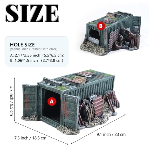 Fish Tank Decorations Container Aquarium Decor Sunken Ruins Betta Fish Tank Accessories witth Big Hole for Fish Sleep Rest Hide and Play - color: Box