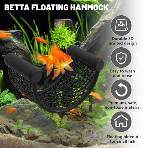 Aquarium Floating Betta Fish Skins, Suitable for Fighting Fish, Shrimp, and Small Fish Multi-Functional Hammock, Aquarium Hiding Feeding Decorative Accessories（ Black） - color: Carbon Black