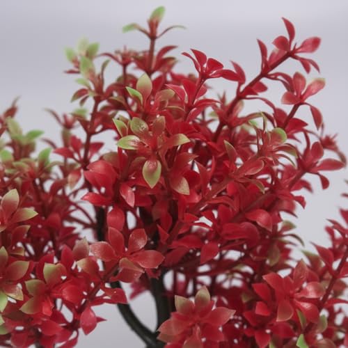 Mipukbay Aquarium Plants Tree - Red & Green Artificial Plastic Fish Tank Decor, Realistic Ornament Safe for Fish & Shrimp, Low-Maintenance Aquascaping Plants for Freshwater/Saltwater Tank Landscaping - color: Red & Green