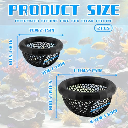 2 Pcs Floating Betta Hammock, 3D Printed Aquarium Betta Fish Hammock with Feeding Ring & Hide Cave, Dual Size Betta Fish Tank Accessories for Betta, Shrimp & Small Fish Resting & Feeding (Black)