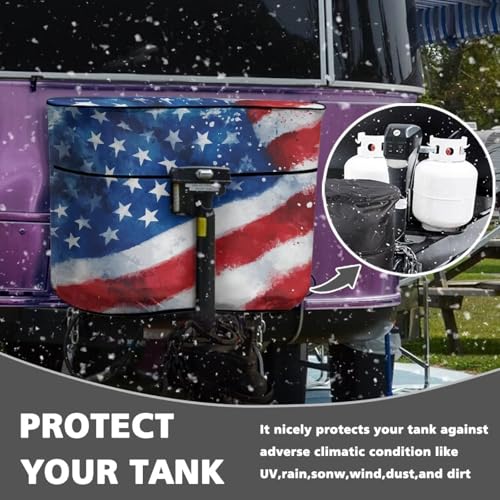 American Flag Camper Propane Tank Cover Replacement Cover for RV/Trailer/Camper Waterproof RV Propane Tank Cover Easy to Install Clean - color: American Flag Print, size: Small-Double 20LB