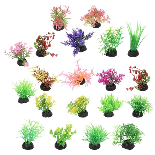 BESPORTBLE Artificial Aquarium Plants Mini Simulation Water Grass for Fish Tank Decor Plastic Aquatic Plant Adornments Betta Fish Tank Accessories Natural Style Aquarium Supplies 20 Pcs