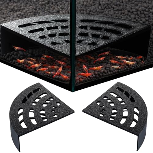 Shrimp Cave 2-Pack – Space-Saving Fan-Shaped Aquarium Cave Decor with 180° Wide-View Design, Compact Fish Tank Accessories for Cherry/Dwarf Shrimp (Black)