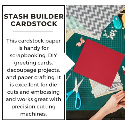 PA Paper Accents Stash Builder Cardstock Pack 12" x 12" Crimson, 65lb colored cardstock paper for card making, scrapbooking, printing, quilling and crafts, 25 pieces - color: Crimson