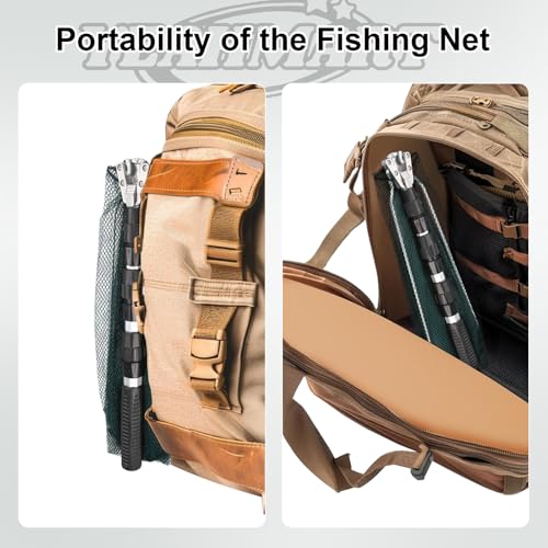 Yeahmart Fishing Landing Net with Telescopic Aluminum Handle Pole, Collapsible Nylon Mesh Minnow Fish Net for Saltwater & Freshwater, Portable Fishing Gear for Kids, Men, Women, Extends 21-75 Inches - style: 51" Full Length (3 Sectional Handle)