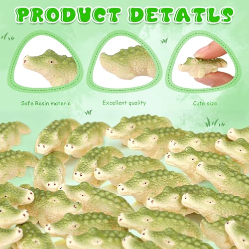 Geelin 50 Pcs Mini Crocodiles Figurines Funny Mini Resin Crocodiles Figurines Small Alligator Figure Resin Tiny Animals for DIY Fairy Garden Landscape Aquarium Desktop Craft - style: Alligator