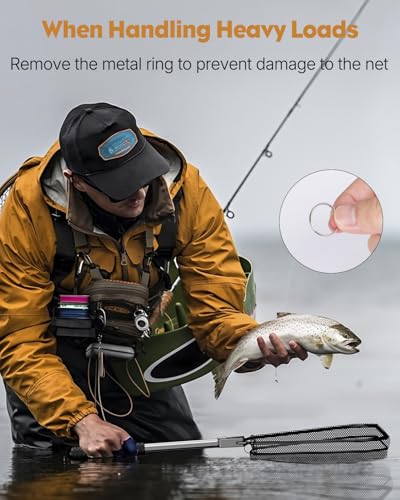Pawfly Fishing Net with Collapsible Aluminum Handle and Nylon Mesh for Aquarium Pond Freshwater and Saltwater, Minnow Net for Bait and Trout, Portable Fishing Landing Net
