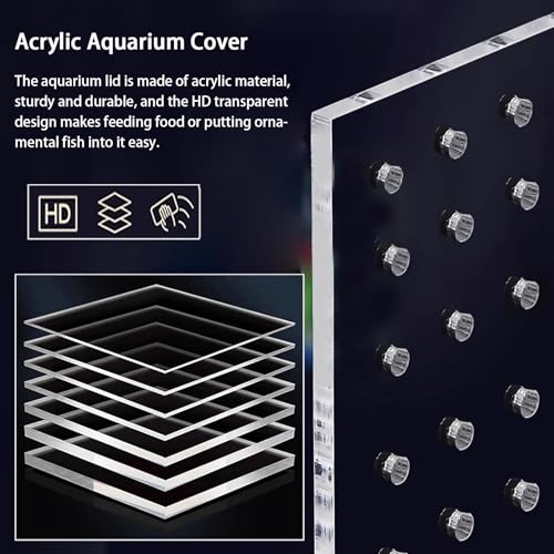 Acrylic Aquarium Anti-Jumping Lid Cover with Feeding Ventilation Hole, Clear Custom Fish Tank Top Cover Acrylic Grid Panel, for Aquarium Home - size: 51x21.5cm/20.1x8.5inch