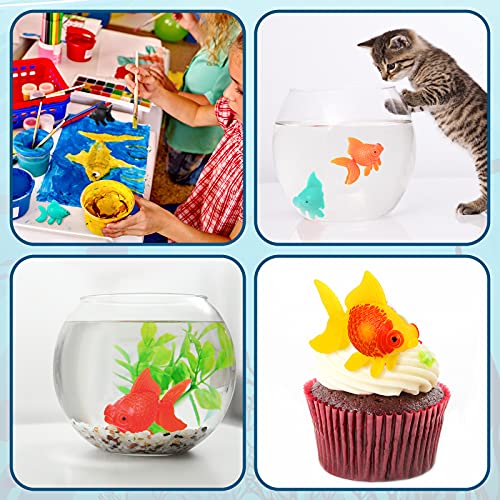 Sumind 20 Pieces Fake Plastic Fish Floating Artificial Aquarium Fishes Realistic Artificial Moving Colorful Goldfish Fake Goldfish Decoration Ornament for Aquarium Tank