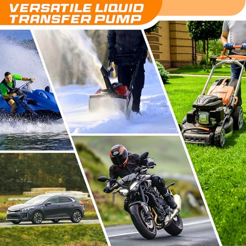 Portable Transfer Pump Battery Operated Electric Siphon Pump for Gas, Fuel, Diesel, Water Transfer 2.4 GPM Flow Oil Extractor, 47 Inches Hose-Easy to Use Hand Fuel Pump, Multi-Use Transfer Pump O-Y - size: Orange-Yellow