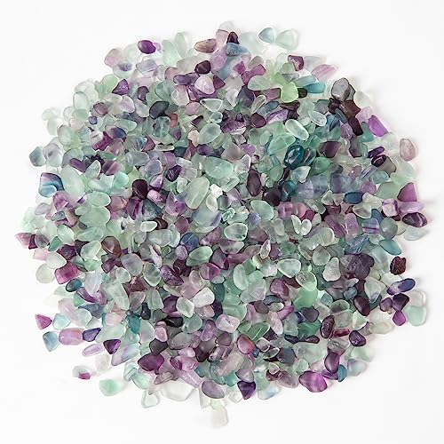 QICQDRAM Polished Fluorite Gravel Rocks Bulk 0.9 Lb/405g Natural Tumbled Crystal Chips Decorative Pebbles for Home Decoration & Fish Turtle Tank, Vase Filler, Plants Decor - color: Fluorite