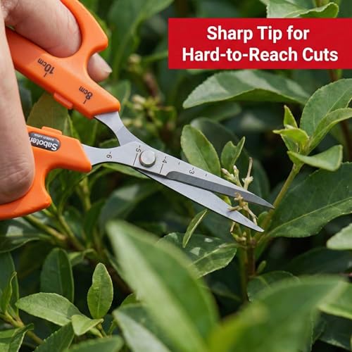 Saboten Stainless Steel Straight Blade Trimming Scissors Orange PT-12 160mm Precision Gardening Bonsai and Floral Shears Made in Japan - color: Orange, size: Stainless Steel Straight Blade