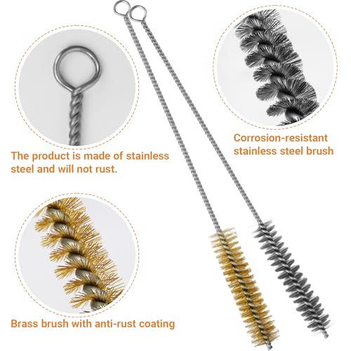 RAWILL 16Pcs Tube Cleaning Brush, Brass Stainless Steel Engine Cleaning Brushes, 12 Inch Long Round Wire Pipe Cleaner for Deep Pipes, Auto Parts, Engine Parts, 8 Sizes - color: 16 PC