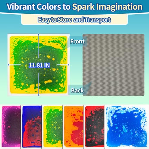 Liquid Sensory Floor Tiles for Kids Ages 3+ – 11.8" Step-On Toys with Color Flow Effect & Non-Slip Textured Base – for Classroom Use or Calm Zones (6-Pack) - style: Regular Tiles (6-Pack)