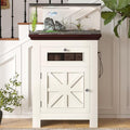 Virubi 10-15 Gallon Fish Tank Stand with Power Outlets, 198LBS Farmhouse Wood Aquarium Stand Furniture with Storage Cabinet and Drawer, Reptile Turtle Tank, Beige Brown