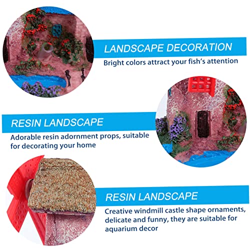 FOMIYES Fish Tank Windmill Ornament Home Decoration Fish Tank for Betta Fish Castle Aquarium Ornament Fish Hiding Cave Lizard Hideout Cinnamon Sticks Leopard Print Beard Resin, 12x7cm