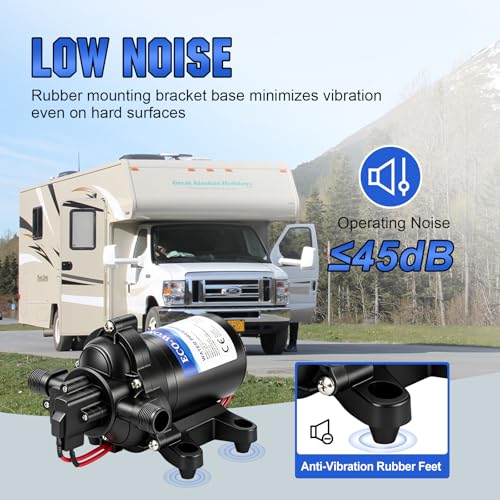 ECO-WORTHY RV Water Pump 12Volt 3.5GPM 50PSI 12V Fresh Diaphragm Pump with Pressure Switch and Self-Priming for RV Yacht Garden Sprayer Food Truck - size: 3.5GPM-50PSI-12V-Barbed Hose Adapters